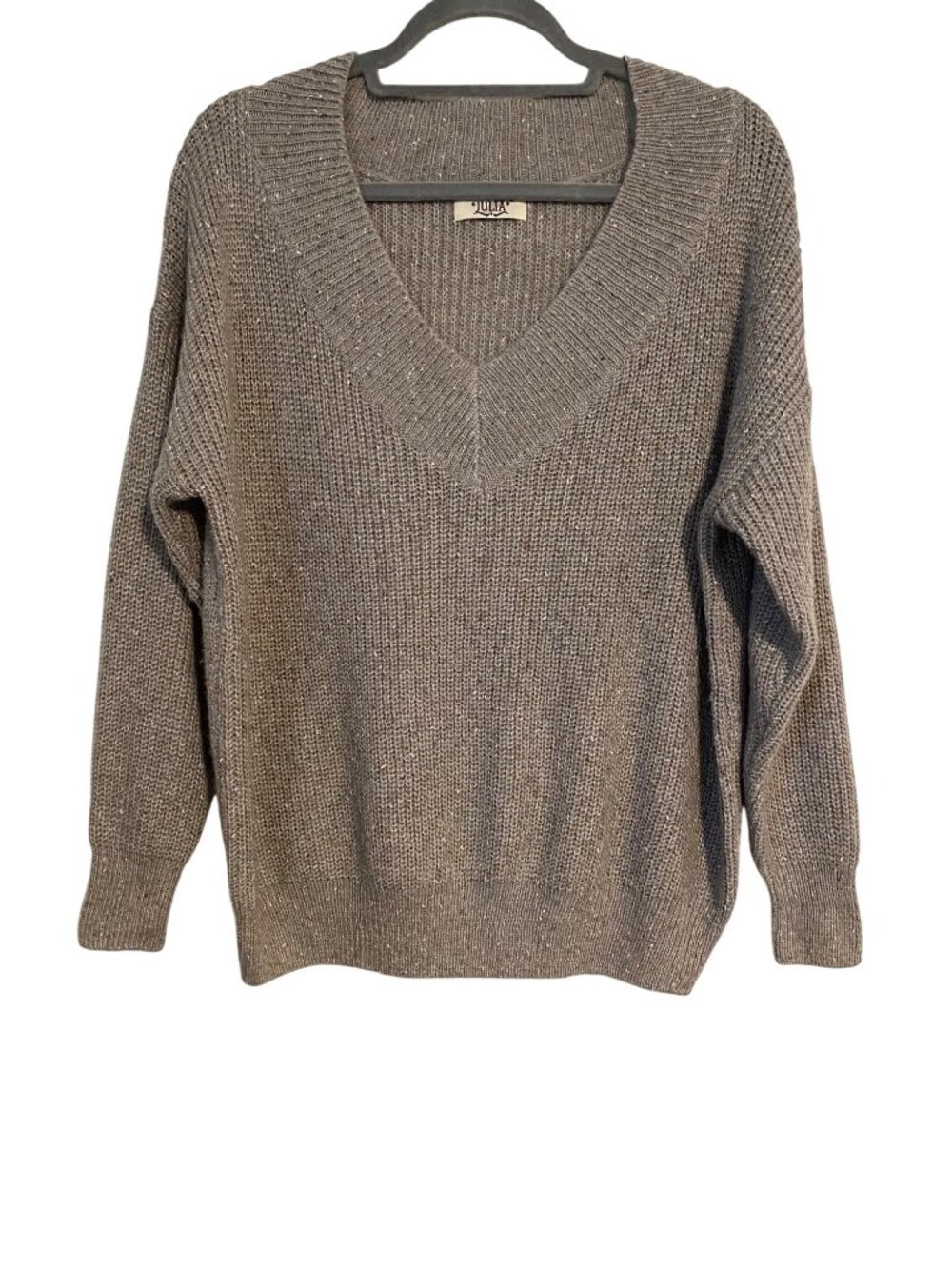 Julia Women's S/M Gray Mingled Oversized Sweater Knit Long Sleeve Casual Comfy